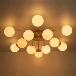 (OpenBox) Blossom 12-Light Opal Glass Bubble Semi Flush Chandelier