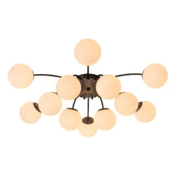 (OpenBox) Blossom 12-Light Opal Glass Bubble Semi Flush Chandelier