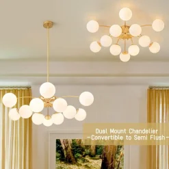 (OpenBox) Blossom 12-Light Opal Glass Bubble Semi Flush Chandelier