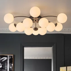 (OpenBox) Blossom 12-Light Opal Glass Bubble Semi Flush Chandelier