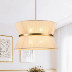 (OpenBox) Boho 2-Tier Woven Thread Tapered Drum Pendant Light