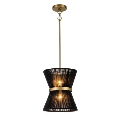 (OpenBox) Boho 2-Tier Woven Thread Tapered Drum Pendant Light