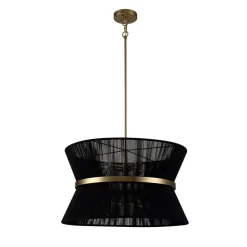 (OpenBox) Boho 2-Tier Woven Thread Tapered Drum Pendant Light