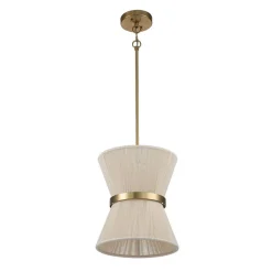 (OpenBox) Boho 2-Tier Woven Thread Tapered Drum Pendant Light