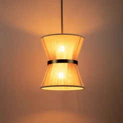 (OpenBox) Boho 2-Tier Woven Thread Tapered Drum Pendant Light