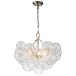(OpenBox) Brass Cluster Ribbed Glass Globe Bubble Chandelier