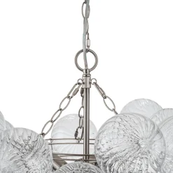 (OpenBox) Brass Cluster Ribbed Glass Globe Bubble Chandelier