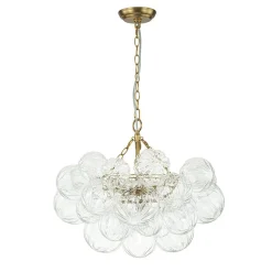 (OpenBox) Brass Cluster Sculpture Texture Glass Globe Bubble Chandelier