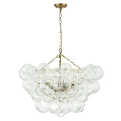 (OpenBox) Brass Cluster Sculpture Texture Glass Globe Bubble Chandelier