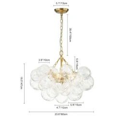 (OpenBox) Brass Cluster Sculpture Texture Glass Globe Bubble Chandelier