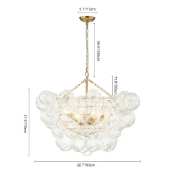 (OpenBox) Brass Cluster Sculpture Texture Glass Globe Bubble Chandelier