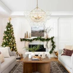 (OpenBox) Brass Cluster Sculpture Texture Glass Globe Bubble Chandelier