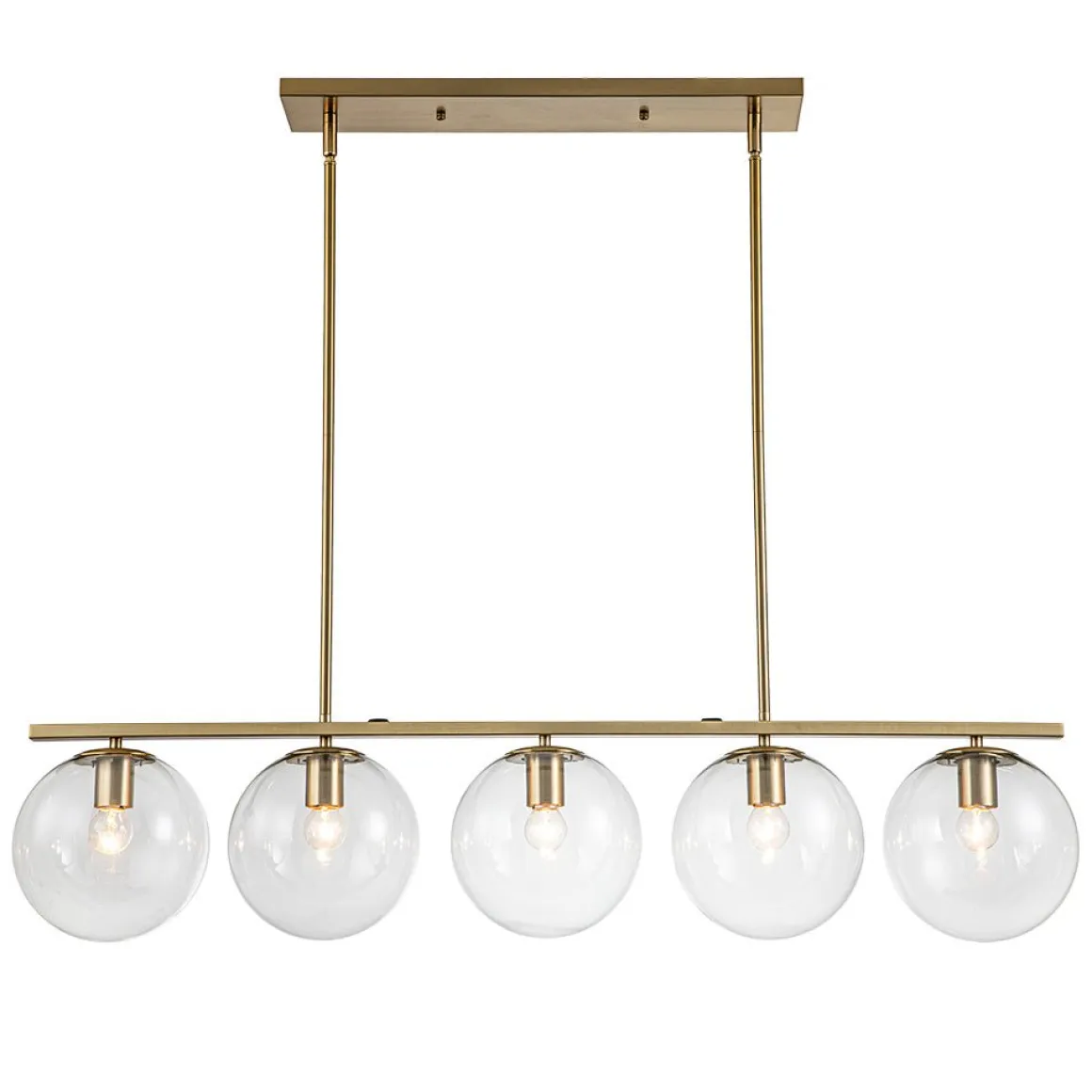 (OpenBox) Brass 5-Light Glass Globe Linear Pendant
