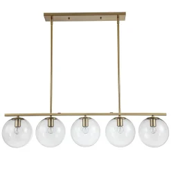 (OpenBox) Brass 5-Light Glass Globe Linear Pendant