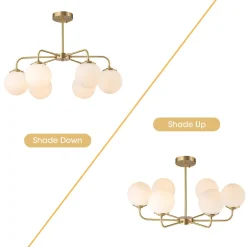 (OpenBox) Brass 6-Light Milky White Globe Round Chandelier
