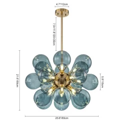 (OpenBox) Cluster Blue Glass Bubble Chandelier