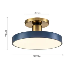 (OpenBox) Contemporary Brass Blue Round LED Semi Flush Lighting