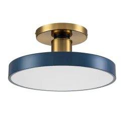 (OpenBox) Contemporary Brass Blue Round LED Semi Flush Lighting