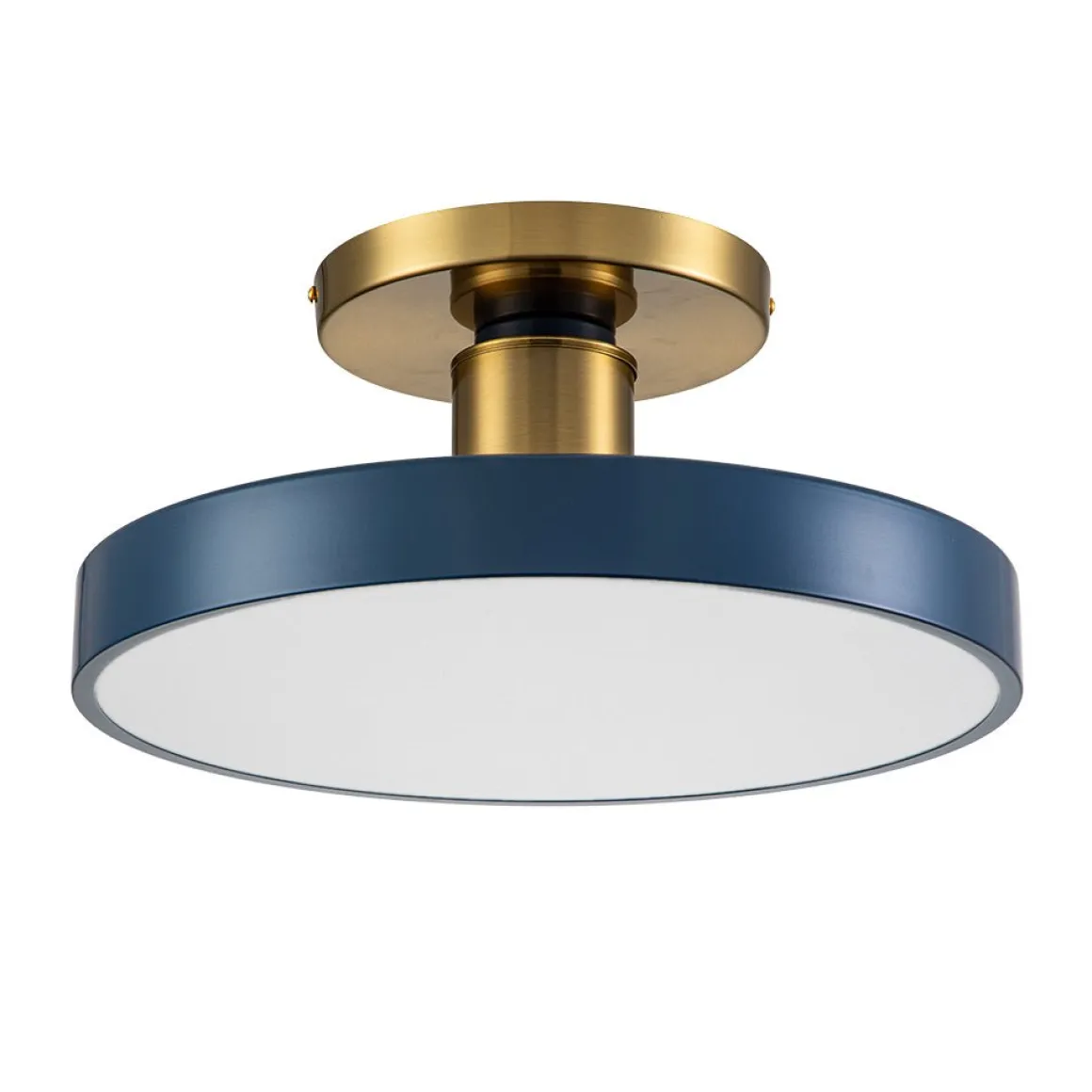 (OpenBox) Contemporary Brass Blue Round LED Semi Flush Lighting