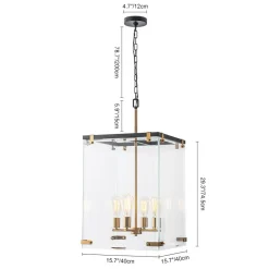 (OpenBox) Contemporary Glass Wide Square Lantern Pendant Chandelier