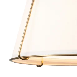 (OpenBox) Contemporary Wide Linen Drum Brass Semi Flush Mount