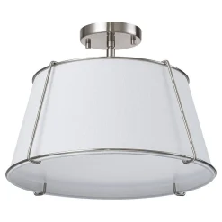 (OpenBox) Contemporary Wide Linen Drum Brass Semi Flush Mount