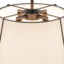 (OpenBox) Contemporary Wide Linen Drum Brass Semi Flush Mount