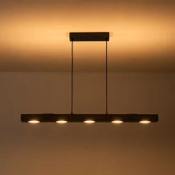 (OpenBox) Dimmable LED Linear Oak Wood Kitchen Island Pendant