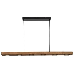 (OpenBox) Dimmable LED Linear Oak Wood Kitchen Island Pendant