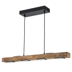 (OpenBox) Dimmable LED Linear Oak Wood Kitchen Island Pendant