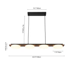 (OpenBox) Dimmable LED Walnut Wood Grain Linear Island Chandelier
