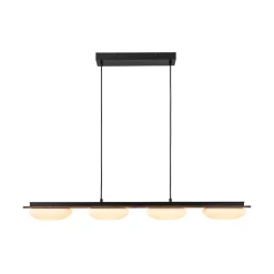 (OpenBox) Dimmable LED Walnut Wood Grain Linear Island Chandelier