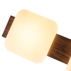 (OpenBox) Dimmable LED Walnut Wood Grain Linear Island Chandelier