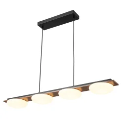 (OpenBox) Dimmable LED Walnut Wood Grain Linear Island Chandelier