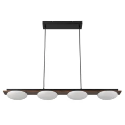 (OpenBox) Dimmable LED Walnut Wood Grain Linear Island Chandelier