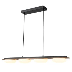 (OpenBox) Dimmable LED Walnut Wood Grain Linear Island Chandelier
