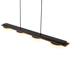 (OpenBox) Dimmable LED Walnut Wood Grain Linear Island Chandelier