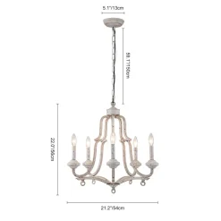 (OpenBox) Distressed White Shabby Chic Candle Style Chandelier