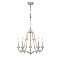 (OpenBox) Distressed White Shabby Chic Candle Style Chandelier