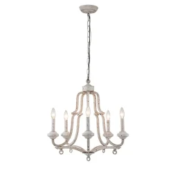 (OpenBox) Distressed White Shabby Chic Candle Style Chandelier