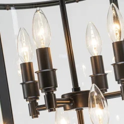 (OpenBox) Farmhouse Wide Clear Glass Cylinder Cage Pendant