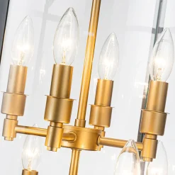 (OpenBox) Farmhouse Wide Clear Glass Cylinder Cage Pendant