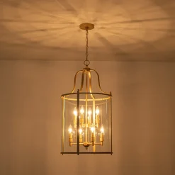 (OpenBox) Farmhouse Wide Clear Glass Cylinder Cage Pendant