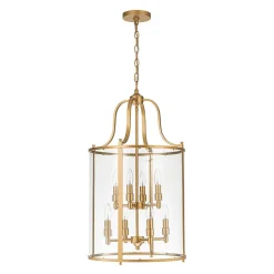 (OpenBox) Farmhouse Wide Clear Glass Cylinder Cage Pendant