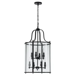 (OpenBox) Farmhouse Wide Clear Glass Cylinder Cage Pendant