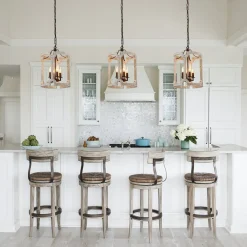(OpenBox) Farmhouse Wood Cylinder Pendant Light