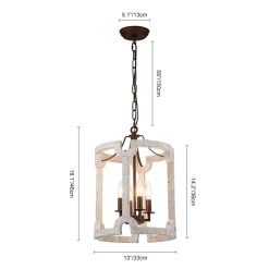 (OpenBox) Farmhouse Wood Cylinder Pendant Light