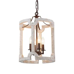 (OpenBox) Farmhouse Wood Cylinder Pendant Light