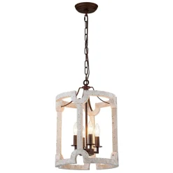 (OpenBox) Farmhouse Wood Cylinder Pendant Light