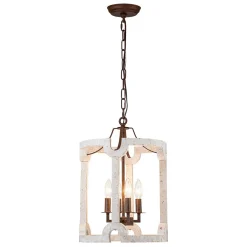 (OpenBox) Farmhouse Wood Cylinder Pendant Light